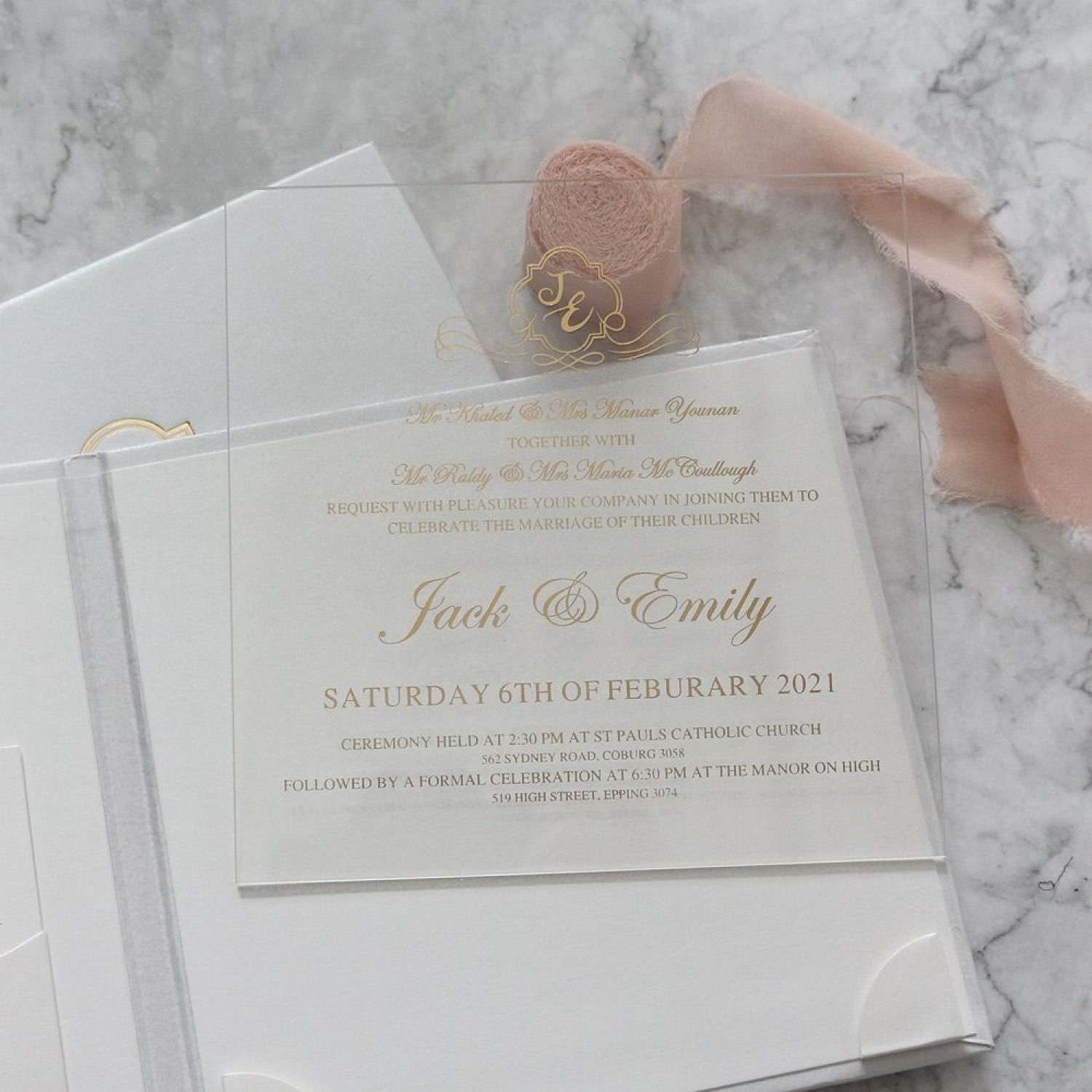 Modern Wedding Invitation Card Transparent Acrylic Invitation With Hard Cover